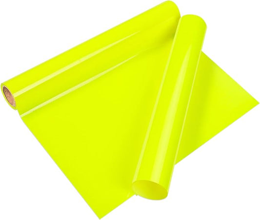 VINYL FROG Heat Transfer Vinyl Roll HTV Vinyl - 12"x5ft Neon Yellow Iron on Vinyl for T-Shirts, Heat Press Vinyl for DIY Craft Designs (Neon Yellow)