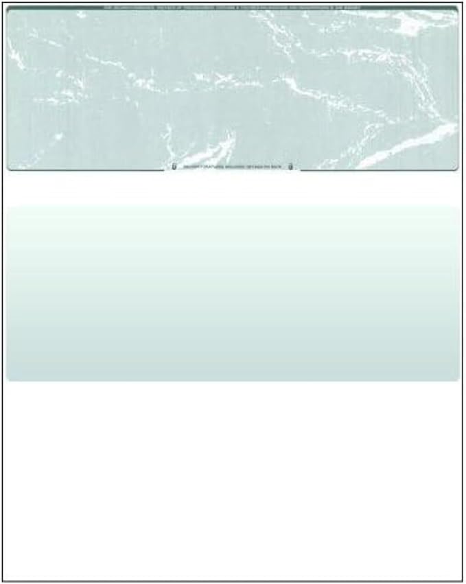 Compuchecks Check on Top Blank Check Paper - 100 Pack, Quick-Books & Laser Printer Compatible - Security Business Checks with Voucher - 8.5" x 11" Green Marble