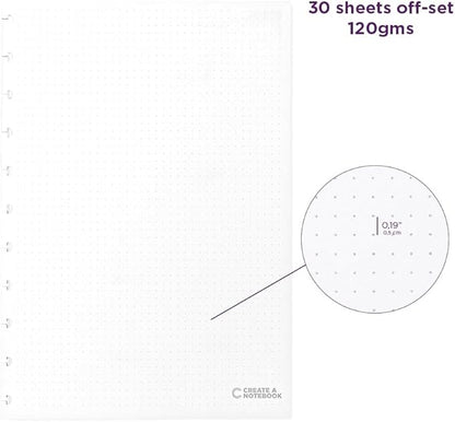 Discbound Notebook Refills Paper Dotted - Paper Size 7.87 x 10.82 inches for Custom Discbound Notebook, Planner or Daily Use – 90 GSM Custom Note-Taking System Discbound Inserts – 30 Sheets