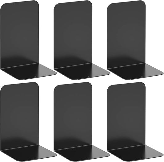 VFINE Bookend, Black Metal Book Ends, Book Ends for Shelves Heavy Duty Bookends, Bookend for Shelves, Book Ends for Heavy Books,Bookend Stopper, Black Bookends 3 Pairs