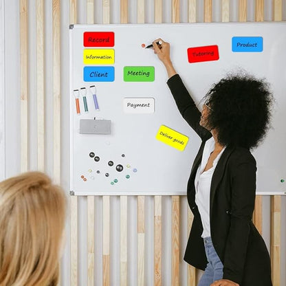 Dry Erase Magnetic Labels, 4x2 Inch, 40 Pieces in 5 Colors, Reusable, for Whiteboards, Locker, School, Classroom, Office, Home