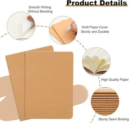 100 Packs Kraft Small Blank Notebooks, Unlined Mini A6 Journals Bulk, Blank Notepads for Kids Students School Office, Traveler Sketching, Drawing, Writing Supplies, 5.5" x 4", 30 Sheets/60 Pages