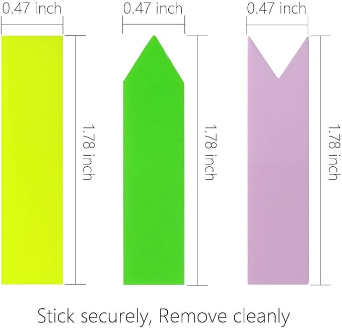KICNIC 1500 Pieces Page Markers Sticky Index Tabs, Arrow Flag Tabs Self Adhesive, Colored Notes Tab Stickers for Notebook, Documents, Books [10 Colors, 3 Designs] Sticks Securely, Removes Cleanly