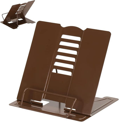 Metal Book Stand - Adjustable Book Holder for Reading (Full Brown)