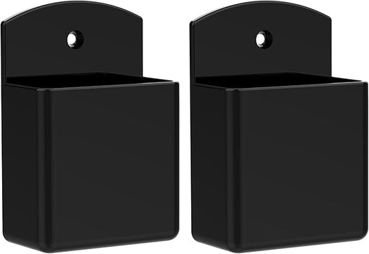 DRQ 2pc Adhesive Remote Control Holder, Wall Mount TV Controller Holder, TV Remote Organizer, Wall Pen Holder Desk Accessories Storage for Home Office School, Black