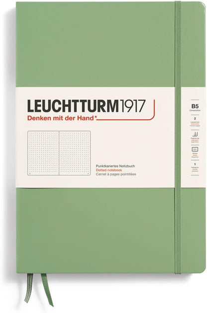 LEUCHTTURM1917 - Notebook Hardcover Composition B5-219 Numbered Pages for Writing and Journaling (Sage, Dotted)