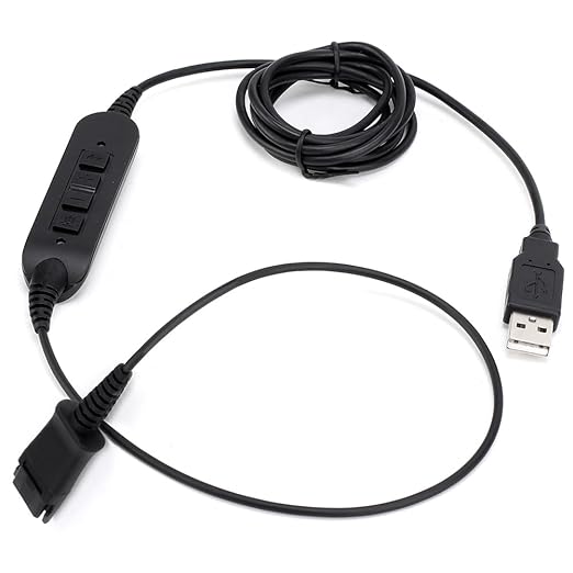 VT QD to USB Adapter Cable Compatible with Any Plantronic-Poly QD Headset with a Quick Disconnect with Volume Control and Mute Microphone/Speaker (PLT-QD-USB(02))