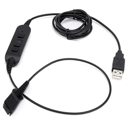 VT QD to USB Adapter Cable Compatible with Any Plantronic-Poly QD Headset with a Quick Disconnect with Volume Control and Mute Microphone/Speaker (PLT-QD-USB(02))