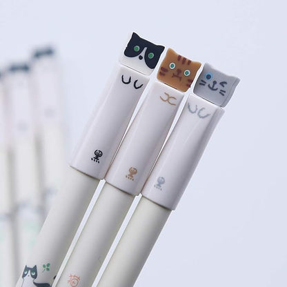 12Pcs Cats Pen 0.38mm Gel Ink Roller Pens Black Ink Cute Stationery Gifts