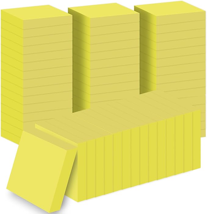 60 Pack Sticky Notes Bulk 3x3,Canary Yellow Sticky Pads Blank Notes Self-Stick Notes, Easy to Post for Teacher Student School Office Meeting Blank Desk Pads,75 Sheets/Pad,Total 4500 Sheets