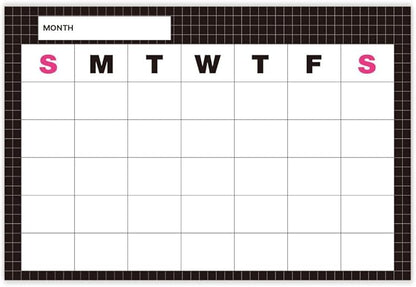 GEEKBEAR Dry Erase Refrigerator Calendar with 3 Markers - Attachable to Any Fridge with Special Suction Cups - Monthly and Weekly Designs, Acrylic - 15.7" x 10.6" (05. Black, Monthly)