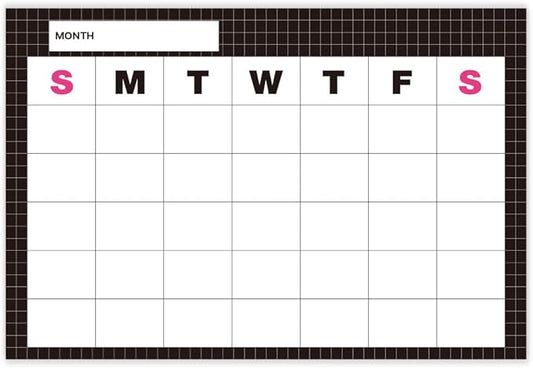 GEEKBEAR Dry Erase Refrigerator Calendar with 3 Markers - Attachable to Any Fridge with Special Suction Cups - Monthly and Weekly Designs, Acrylic - 15.7" x 10.6" (05. Black, Monthly)