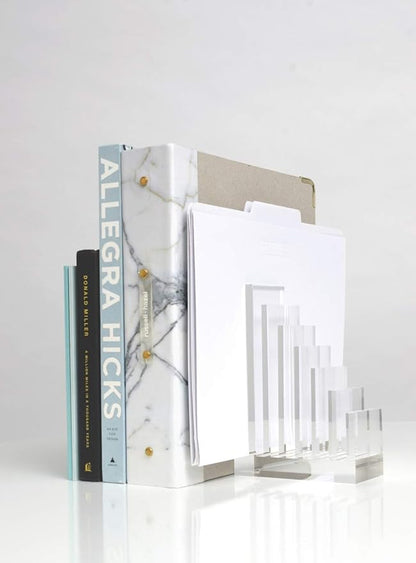russell+hazel Acrylic Collator and Bookend, Clear, 5” x 8” x 2.5”