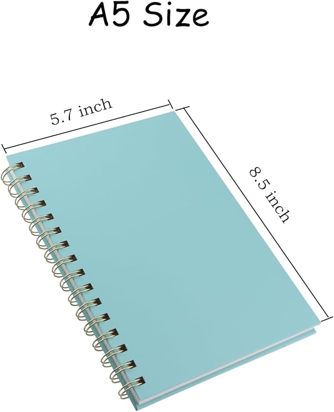 4 Pack Hardcover Spiral Notebook 5.7”x 8.5”, 80 Sheets/160 Pages College Ruled Notebook, 100 GSM Thick Paper, A5 Lined Journal for Work, School Supplies, Home & Office, Writing Notes