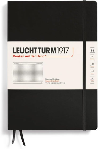 LEUCHTTURM1917 - Notebook Hardcover Composition B5-219 Numbered Pages for Writing and Journaling (Black, Squared)