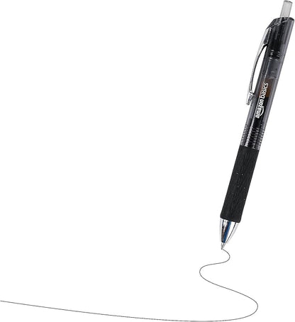 Amazon Basics Gel Pens Fine Point Smooth Writing Pens, Retractable, Black, 0.7mm, 12 Pack