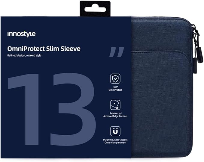 Protective 13 Inch Laptop Sleeve for 13 13.3 MacBook Air/Pro, 13 HP Dell Lenovo Asus Notebook - Shockproof, Water-Resistant with Accessory Pocket (Blue, 13 inch)