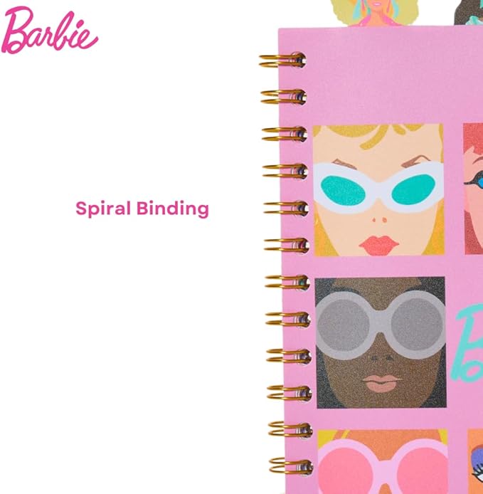 Innovative Designs Barbie Tab Journal Notebook for Kids, Spiral Bound, 96 Lined Pages, 8 x 7 inches, Pink