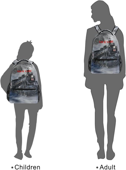 AUUXVA Custom School Backpack for Boys Kids with Name/Text Personalized Bookbag Add Your Name Customized Backpack Vintage Train School Bag Laptop Backpack Travel Camping Daypack