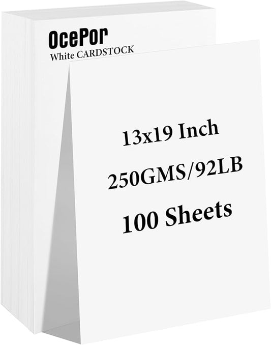100 Sheets White Cardstock 13” x 19”, 92lb/250gsm Black Card Stock, Thick Card Stock Paper, Heavy Cardstock Paper for Printer, Resume, Scrapbooks, Art, Crafts, Business Cards