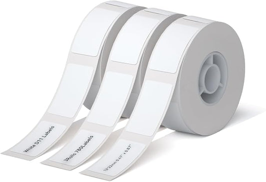 NIIMBOT D11 Label Maker Tape Adhesive White Label Paper 0.47" X 0.87" (12 X 22mm) 260 Labels/Roll, Compatible for NIIMBOT D11 D110 Label Printer, Thermal Paper Black on White, 3-Roll