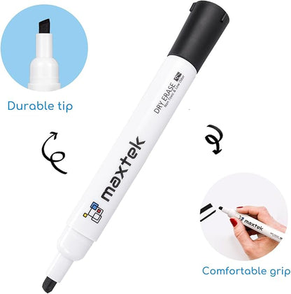 maxtek Black Dry Erase Markers, 16 Count Chisel Tip Markers Dry Erase, Low Odor White Board Markers, Perfect for School, Offices, Home