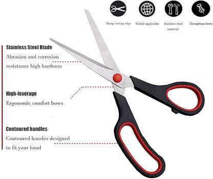 Scissors, Multipurpose office Scissors,8.5 Inch Ultra Sharp Shears, Comfort-Grip Handles Household scissors，Sturdy Sharp Craft Supplies - Pack of 5, Right/Left Hande