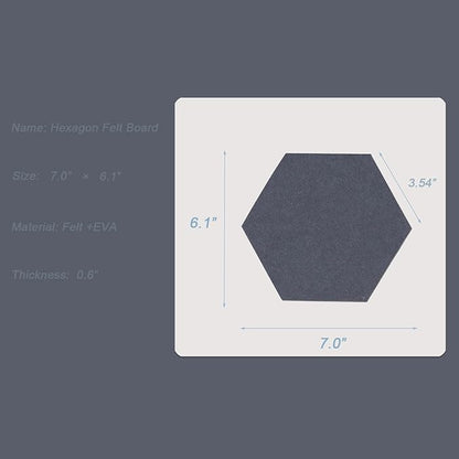 LAJAR 8 Pcs Hexagon Felt Bulletin Board Tiles, Self Adhesive Felt Pin Board Wall Tiles for Photos, Pictures, Memos (Light Gray)