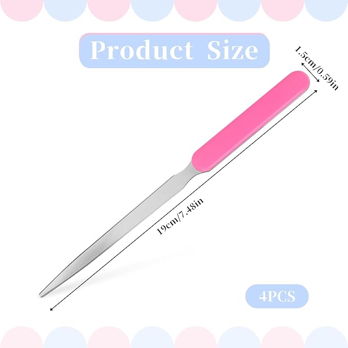 4Pcs Letter Opener Stainless Steel Envelope Openers Lightweight Hand Mail Slitters Metal Letter Knives Humanized Grip Handle Paper Cutting Knives for Office School Home Supplies
