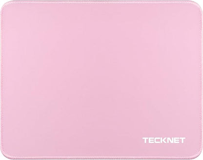 TECKNET Mouse Pad with Anti-fray Stitchin, Waterproof Surface & Non-Slip Rubber Base with Stitched Edges Gaming Mouse Mat for Laptop，Compatible with Laser and Optical Mice - Pink