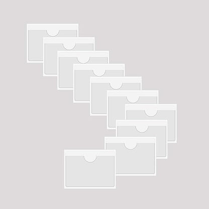 Adhesive Clear Pockets,Self Adhesive Clear Label Pockets Adhesive Card Folder Plastic Pockets Holders Sleeves for Index Cards Planners Cabinet Shelves Photo Cd,10Pieces (115x77mm)