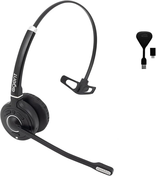 TruVoice Agent AW30 Wireless Headset with Extended Range DECT Wireless USB Dongle I Range of up to 350ft I Noise Canceling Microphone and HD Audio I Compatible with All Computers and Softphones.