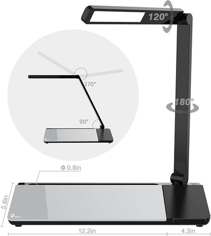Small Desk whiteboard - Glass Dry Erase White Board- Desk Computer Buddy with Fast Charger Charging Station, Desk Board Buddy with Adjustable Foldable Desk Lamp, Dry Erase Notepad, Black, 17 x 6 in