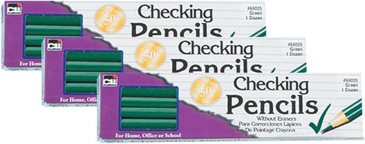 Charles Leonard Checking Pencil with Eraser, Green Colored Lead, 36-Pack (65025)