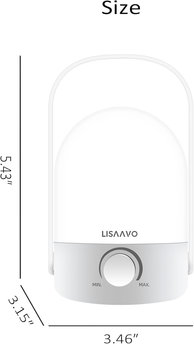 Rechargeable Lamp 1200mAh Small Bedside Rechargeable Lanterns Dimmable Led Cordless Tent Light Holiday Gifts Work,White