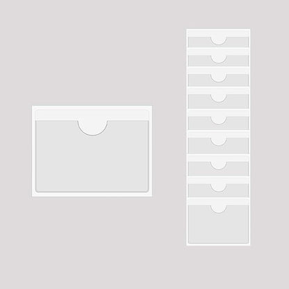 Adhesive Clear Pockets,Self Adhesive Clear Label Pockets Adhesive Card Folder Plastic Pockets Holders Sleeves for Index Cards Planners Cabinet Shelves Photo Cd,10Pieces(160x110mm)