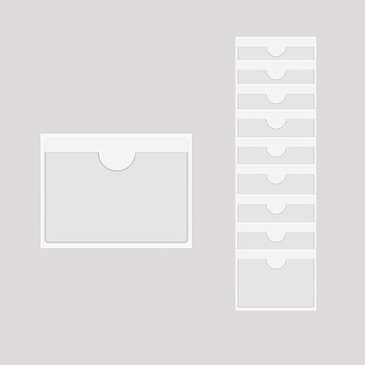 Adhesive Clear Pockets,Self Adhesive Clear Label Pockets Adhesive Card Folder Plastic Pockets Holders Sleeves for Index Cards Planners Cabinet Shelves Photo Cd,10Pieces(160x110mm)