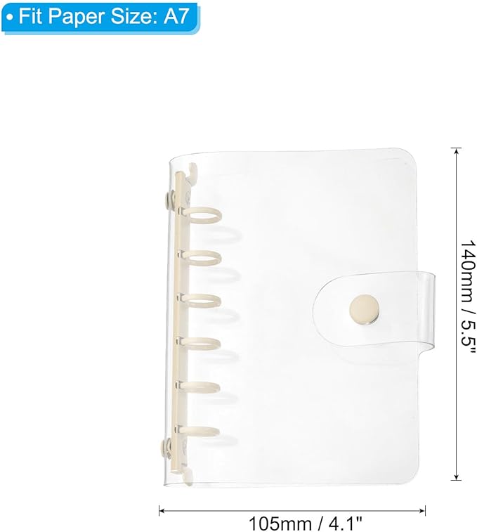 PATIKIL A7 Clear Binder Cover, Soft PVC Loose Leaf Binder Protector Refillable Notebook Shell with Snap Button Closure and 6 Rings for DIY Meeting Notebook Folder, Yellow