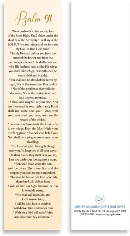 Bible Verse Psalm 91 (2"X8") Christian Bookmarks, Christian Bookmark, Page Marker Divider, Christian Gifts for Men Woman Father Mother Faith Hope Encouragement (Pack of 4)