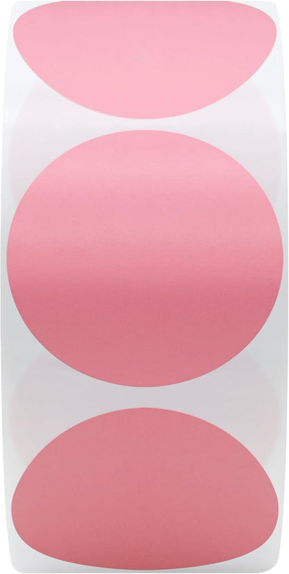 Hybsk 1.5 inch Circle Color Direct Thermal Stickers Shipping Labels for Barcodes,Name Tag,DIY Logo Design,Inventory– Compatible with Zebra,Rollo,Munbyn,and More-1000 pcs (1.5 inch,Pink)