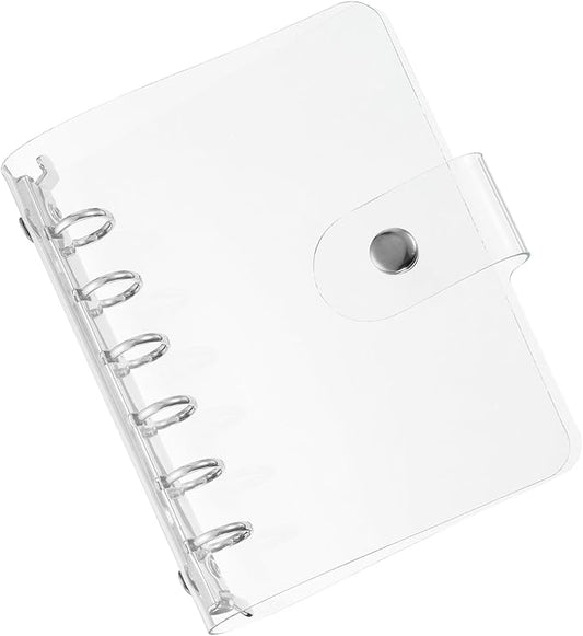 PATIKIL A7 Clear Binder Cover, Soft PVC Loose Leaf Binder Protector Refillable Notebook Shell with Snap Button Closure 6 Ring for DIY Meeting Notebook Folder, Silver Tone