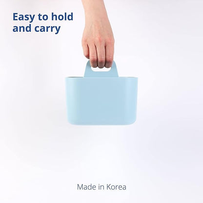 BLUE GINKGO Stackable Organizer Caddy – Korean-Made Portable Tote for Bathroom, Office, Crafts, or School Supplies (Square, Blue)