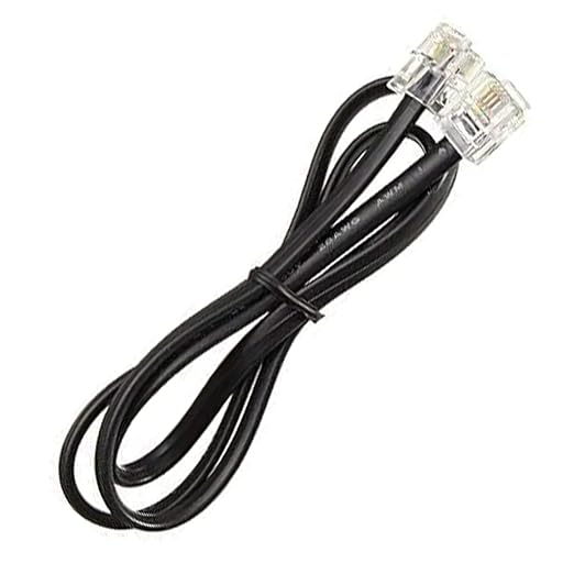 Telephone Line Cable, 3ft/1m Phone Cord Wire Male to Male RJ11 6P4C Modular Plug Modular Jack Ends Works for Phone, Modem, Fax Machine, Landline Telephone (Black)