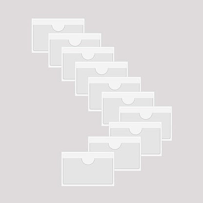 Adhesive Clear Pockets,Self Adhesive Clear Label Pockets Adhesive Card Folder Plastic Pockets Holders Sleeves for Index Cards Planners Cabinet Shelves Photo Cd,10Pieces(100x55mm)