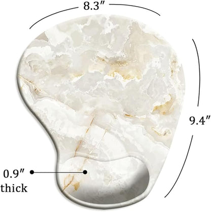 Ergonomic Mouse Pad with Wrist Support and Coaster,Mouse Pads with Non-Slip PU Base for Home Office Working Studying Easy Typing & Pain Relief Ivory Gold