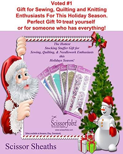 Scissors sheaths by SCISSORFOBZ with ScissorGripper -VALUE PACK-4 sizes- Designer Scissor Covers Holders for embroidery sewing quilting - Quilters sewers gift - Shiny Black Pattern Design. S-35