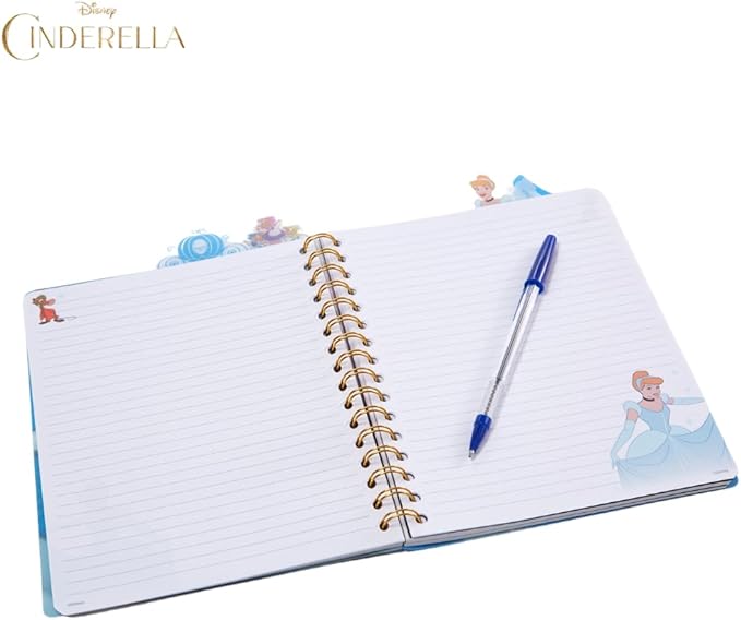 Innovative Designs Disney Cinderella Tab Journal Notebook, Spiral Bound, 96 Lined Pages, 8 x 7 inches