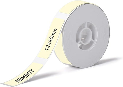 NIIMBOT Label Maker Tape for D11/D110/D101 Label Maker, 12 x 40 mm (0.47'' x 1.57'')-160 Tapes/Roll for Home Office Labeling Tape Replacement, Light Yellow