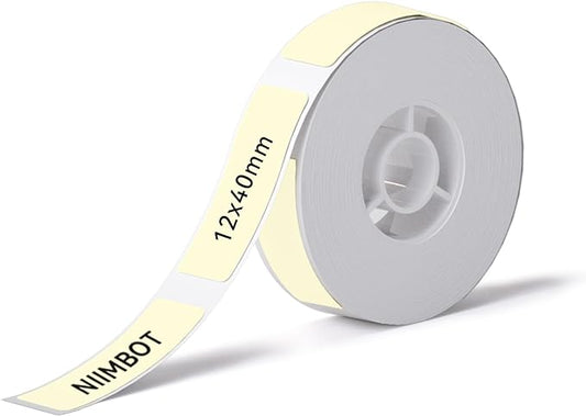 NIIMBOT Label Maker Tape for D11/D110/D101 Label Maker, 12 x 40 mm (0.47'' x 1.57'')-160 Tapes/Roll for Home Office Labeling Tape Replacement, Light Yellow