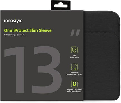 Protective 13 Inch Laptop Sleeve for 13 13.3 MacBook Air/Pro, 13 HP Dell Lenovo Asus Notebook - Shockproof, Water-Resistant with Accessory Pocket (Black, 13 inch)